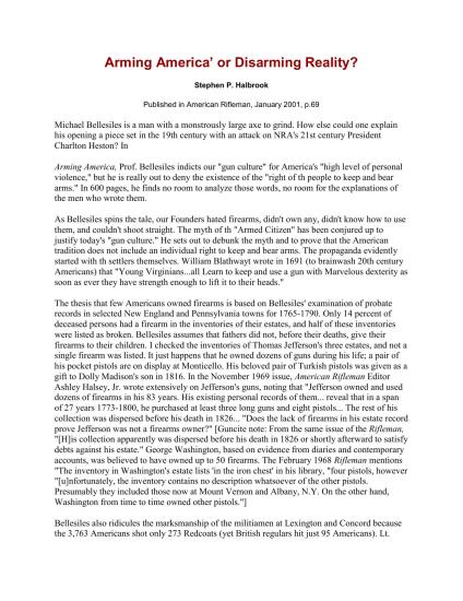 Arming America&rsquo; or Disarming Reality?