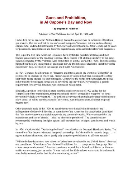 Guns and Prohibition