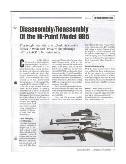 HiPoint 995 Disassembly