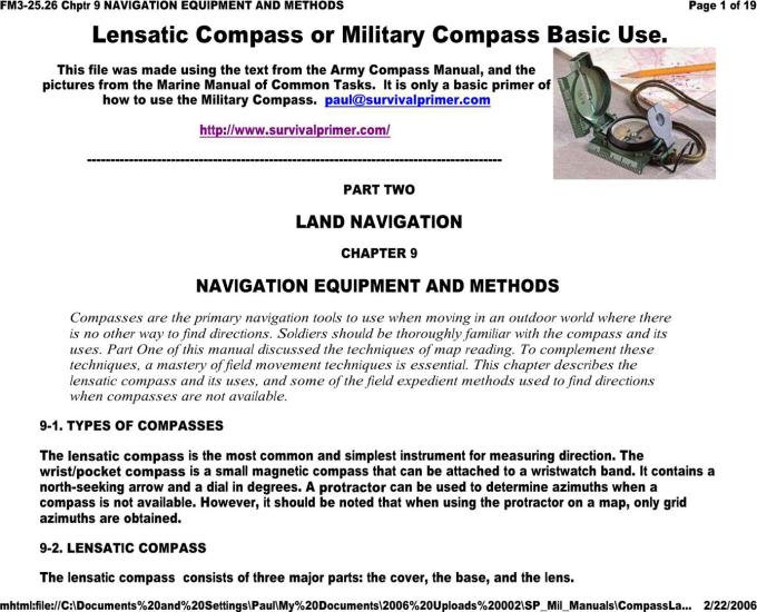 Lensatic Compass or Military Compass Basic Use